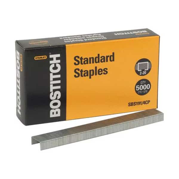 Standard Staples, 0.25" Leg, 0.5" Crown, Steel, PK5000