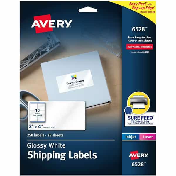 reg Easy Peel Shipping Label, White, 250PK