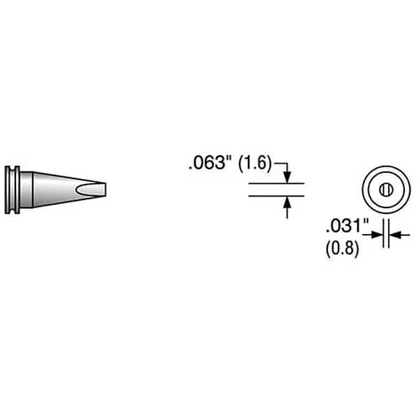 Solder Tip, Chisel, 0.063 In/1.6 mm