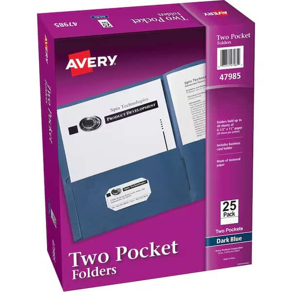 reg Letter Pocket Folder, Dark Blue, 125PK