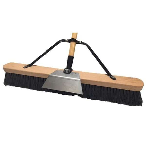 Push Broom, 24 in Sweep Face, 3 in L Trim, Polypropylene Bristle, 60 in L, Bolt with Brace