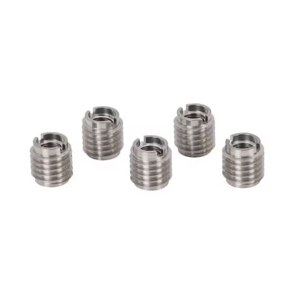 Knife Thread Insert, 3/8"-16 Int Thrd Sz, 5/8 in L, 1/2 in Dia., 18-8 Stainless Steel, Plain, 5 PK