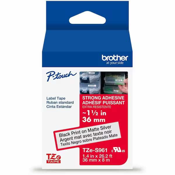 Adhesive TZ Tape (R) Cartridge 1-2/5"x26-1/5ft., Black/Silver