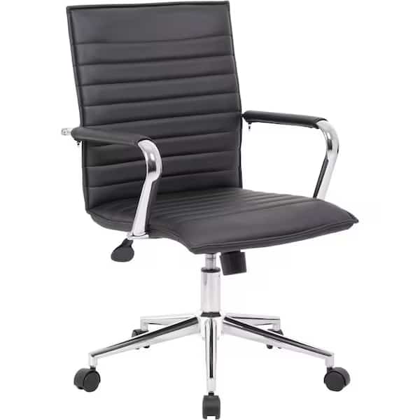 B9533C Task Chair, Black Back, 23 in W 26" L 38-1/2" H, Fixed, Vinyl Seat