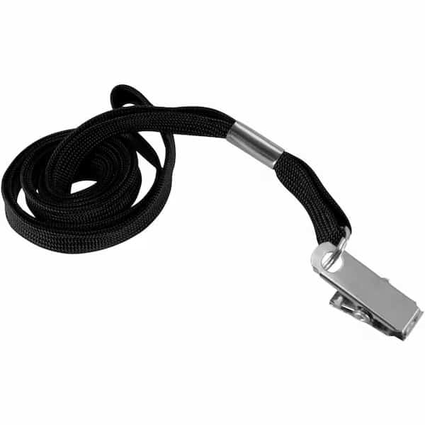 Lanyard-Flat-Blk w/Clip-100Pk