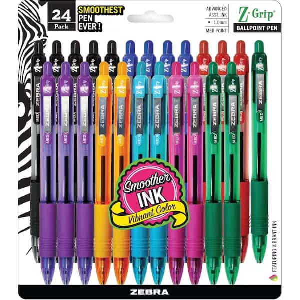 Z-Grip Retractable Ballpoint 1.0mm Assorted 24pk