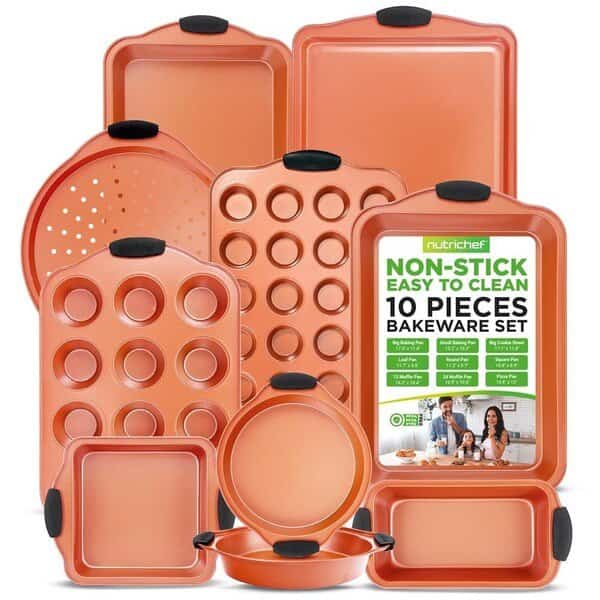 Professional Home Kitchen Bake Pan Set - Attractive, Stylish Non-Stick Metallic Coating, Dishwasher