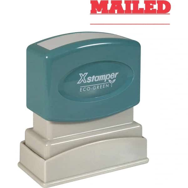 Xstamper Pre-Inked Message Stamp, MAILED, 1-5/8" x 1/2", Red