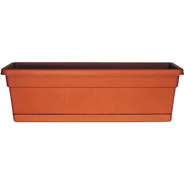 Window Box Planter, 2334 in W, 8 in D, Plastic, Terracotta