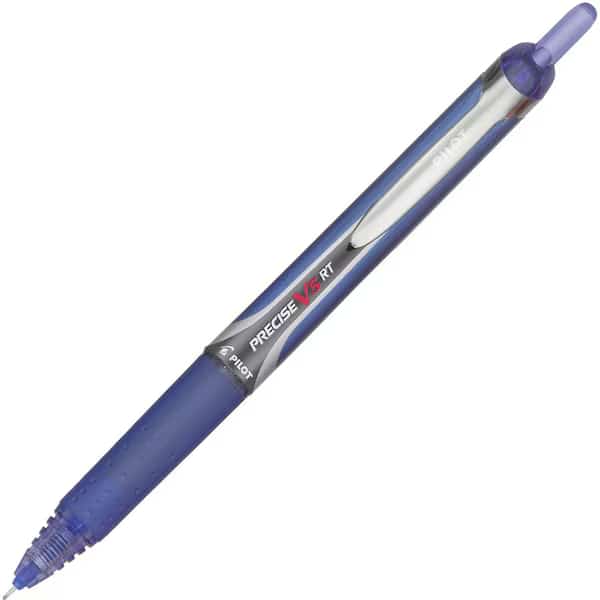 Pilot Precise V5RT Retractable Roller Ball Pen, Blue Ink, .5mm, Dozen