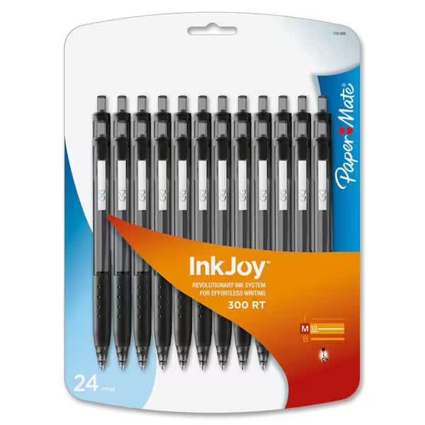 InkJoy 300RT Ballpoint Pen- 1.0mm- Black Ink- 24/Pk