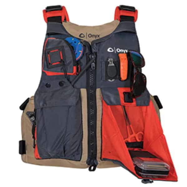 Kayak Fishing Vest, Adult Universal - TanGrey