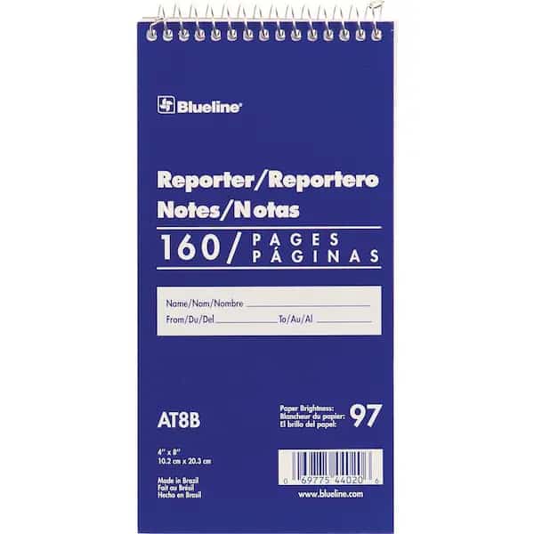 Reporter Notebook, Blue, Blueline, Mfr#: REDAT8B