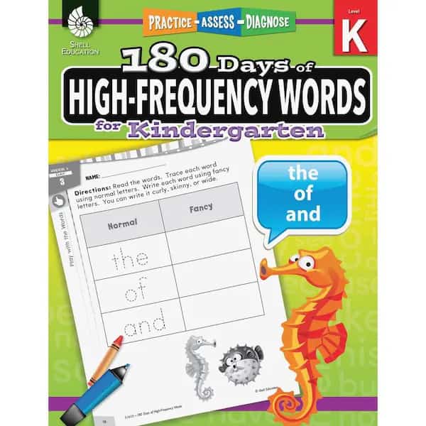 Shell Education 180 Days of High-Frequency Words Book, Grade K