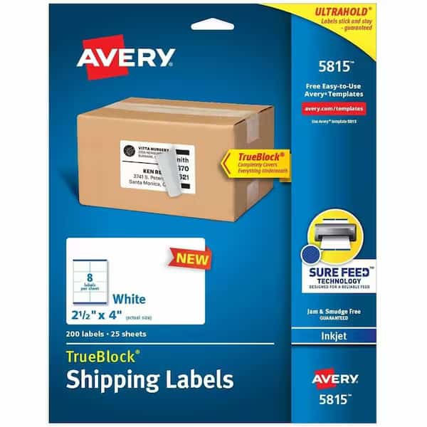 Printable Blank Shipping Labels, PK200, AVERY, Mfr# 5815
