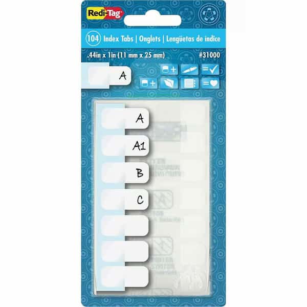 Index Tabs,Write-On,1",White,PK104, Mfr#: 31000, REDI-TAG