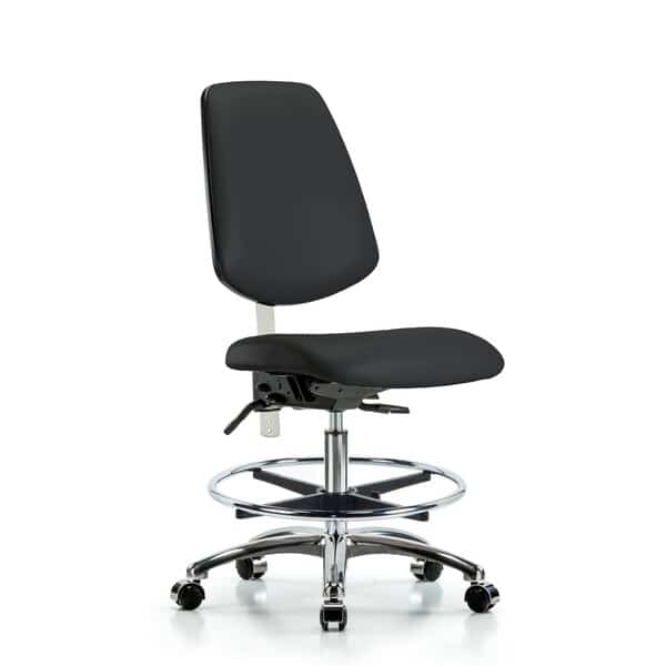 Clean Room Chair Vin Med Ben Chair, Med, Bk, Blk, CL100, No Arms, 22" to 29" Height, Vinyl, Black
