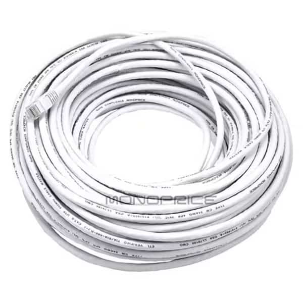 Ethernet Cable, Cat 6, White, 100 ft., MONOPRICE, Mfr# 2333