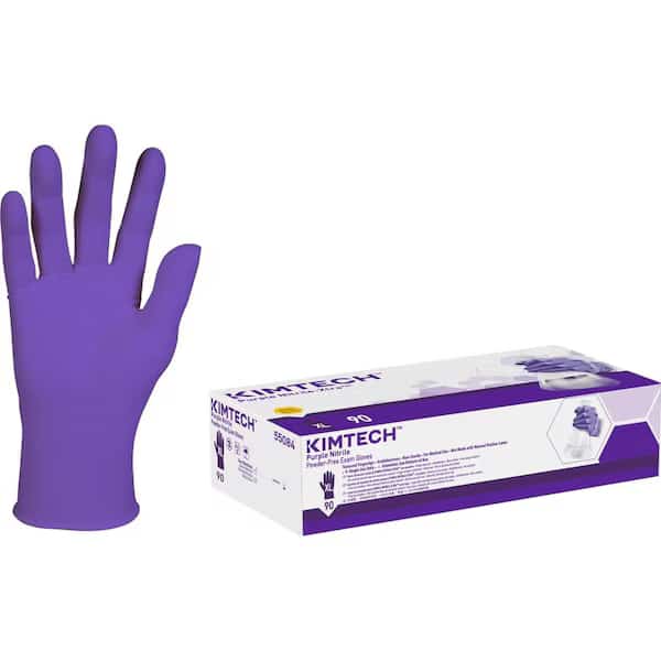 Purple Nitrile, Nitrile Exam Gloves, 6 mil Palm, Beaded Cuff, Powder-Free, XL, 900 PK, Purple