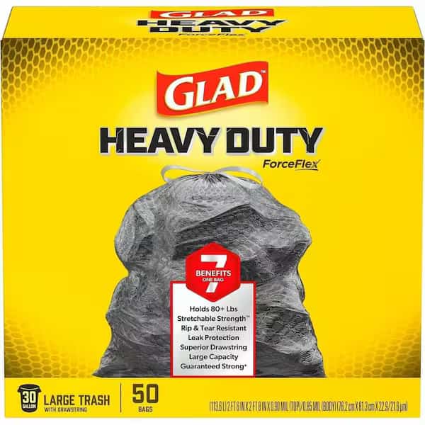 30 gal Trash Bags, L, 0.90 mil (23 Micron), Black, 50 PK
