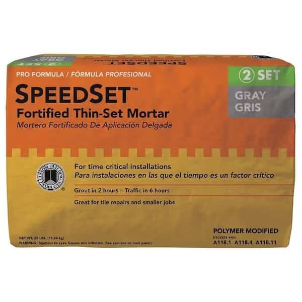 CUSTOM SpeedSet SDS25 Fortified Thin-Set Mortar, Powder, Gray, 25 lb Bag