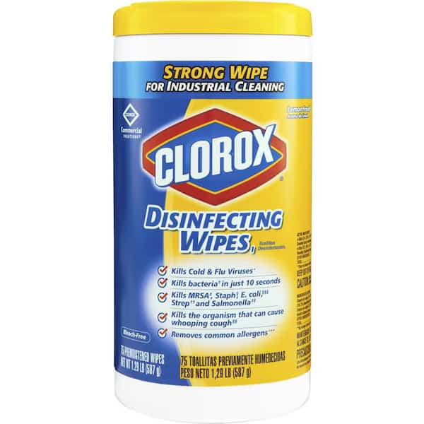 Clorox 15948EA Lemon Scent Disinfecting Wet Wipes- Cloth- 7 x 8- 75/Canister