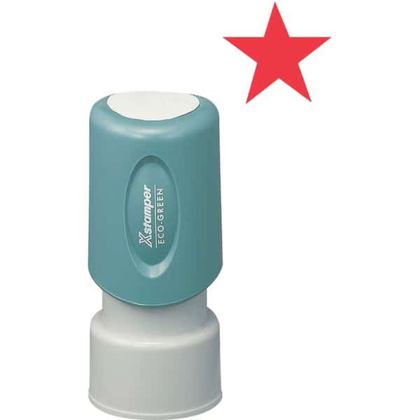 Xstamper Pre-Inked Design Stamp, STAR Design, 5/8" Diameter, Red