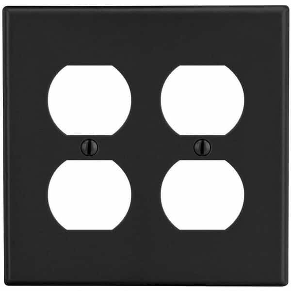 Wallplate, Mid-Size 2-Gang, 2) Duplex, Black
