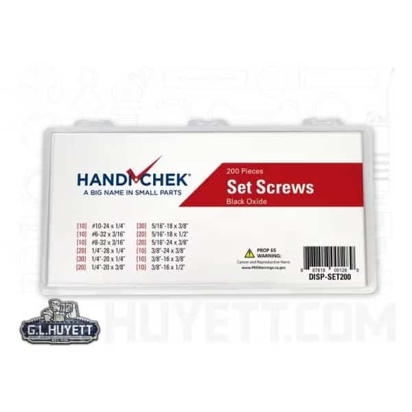 Set Screw Assortment, Steel, Black Oxide Finish, 200 PCS