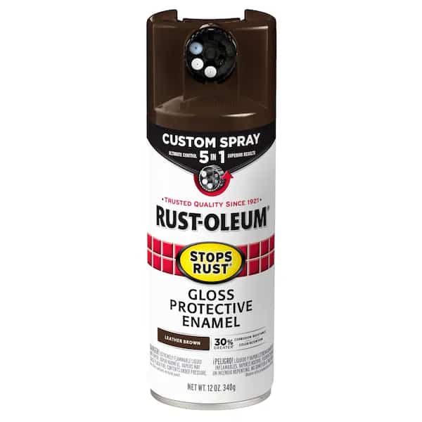 Rust Preventative Spray Paint, Leather Brown, Gloss, Solvent, 12 Oz