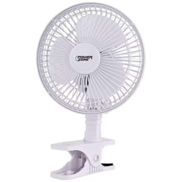 PowerZone F-0645 Clip-on Oscillating Portable Fan, 6 in Dia Blade, 120 VAC