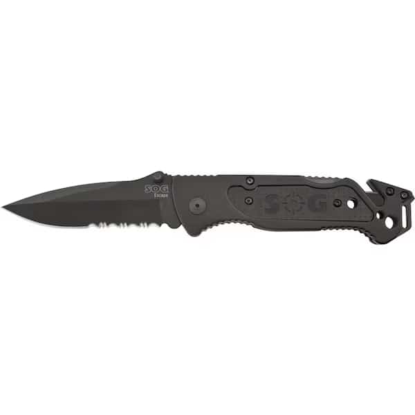 Folding Knife, Spear Point, Blk, 3-7/16 In