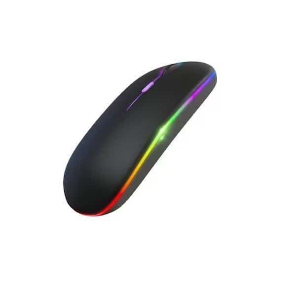 RGB 2.4GHz Rechargeable Wireless Mouse Comaptible with Bluetooth 5.1 Black