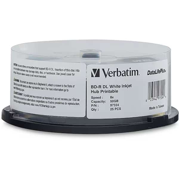 Verbatim Bd-R Dl 50Gb 6X Datalifeplus White Inkjet Printable, Hub