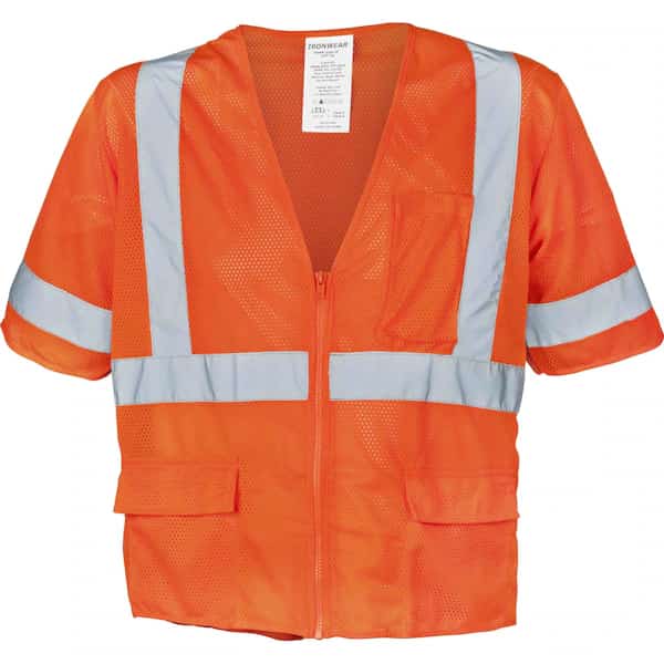 Hi-Vis Safety Vest w/Sleeves L Class 3 , Zipper 6 Pockets