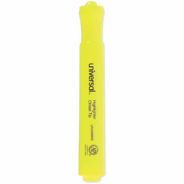 Universal Desk Highlighters, Chisel Tip, Fluorescent Yellow, 36/Pack