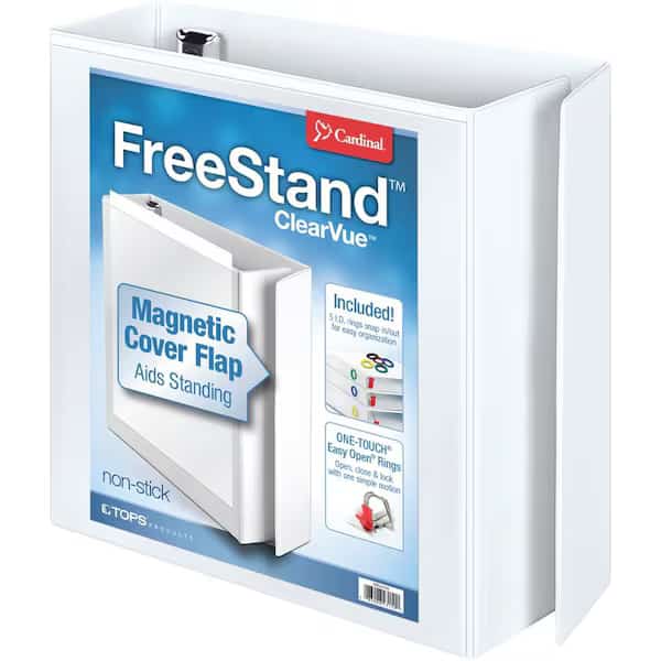 FreeStand Easy Open SlantD Ring Binder, White