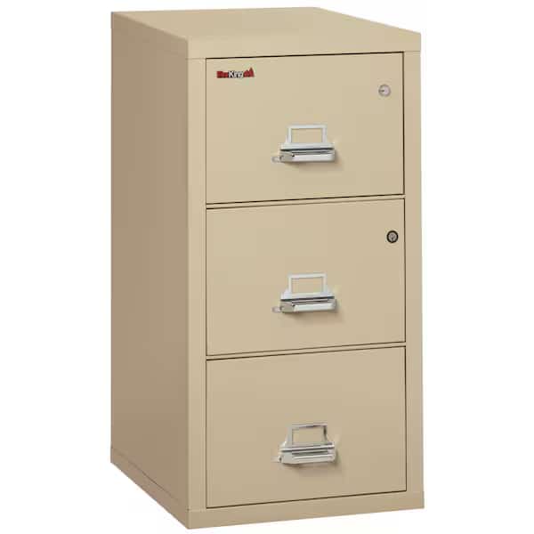 Fireking Fireproof 3 Drawer Vertical Safe-In-File Legal 20-13/16"Wx31-9/16"Dx40-1/4"H Parchment