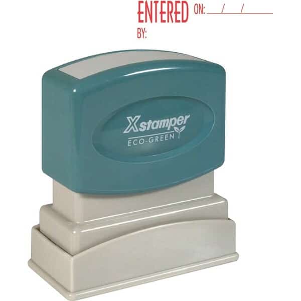 Xstamper Pre-Inked Message Stamp, ENTERED, 1-5/8" x 1/2", Red