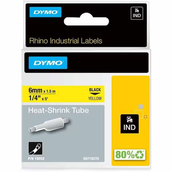 RHINO (R) Heat Shrink Tube Label 1/4" x 60"H, Black on Yellow