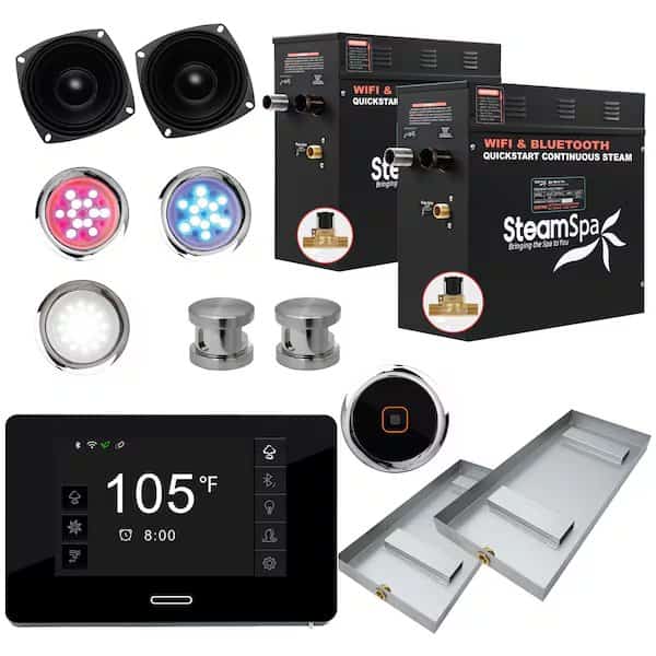 Wifi and Bluetooth 15kW Steam Bath Generator in Brushed Nickel
