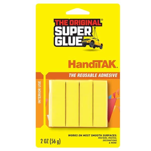 Putty, 1 oz Container Size, Strips, HandiTak, Yellow