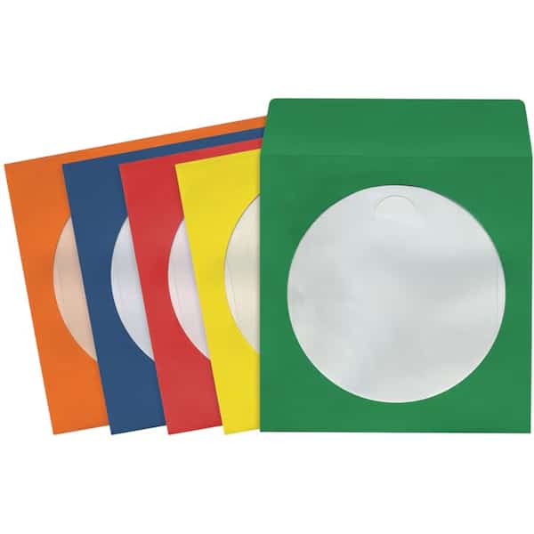 CD/DVD Storage Sleeves (Assorted Colors), Pack/50