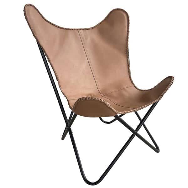 Genuine Leather Butterfly Chair - Forest Green