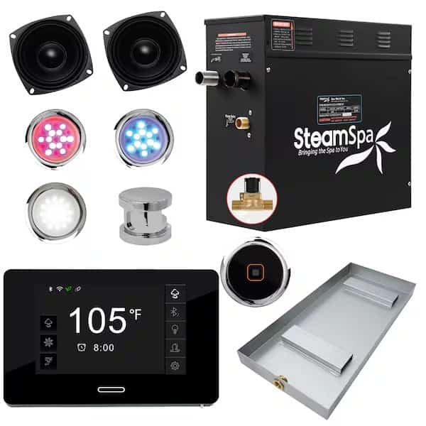 Black Series Bluetooth 7.5kW Bath Generator in Polished Chrome