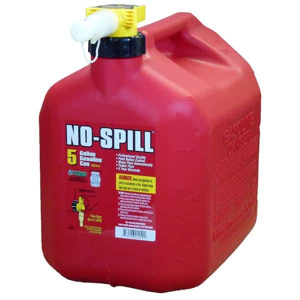Gas Can, Plastic, 5 gal, Thumb-Controlled Fuel Spout, 3 gal/min Flow Rate, Red, Gasoline, 1450