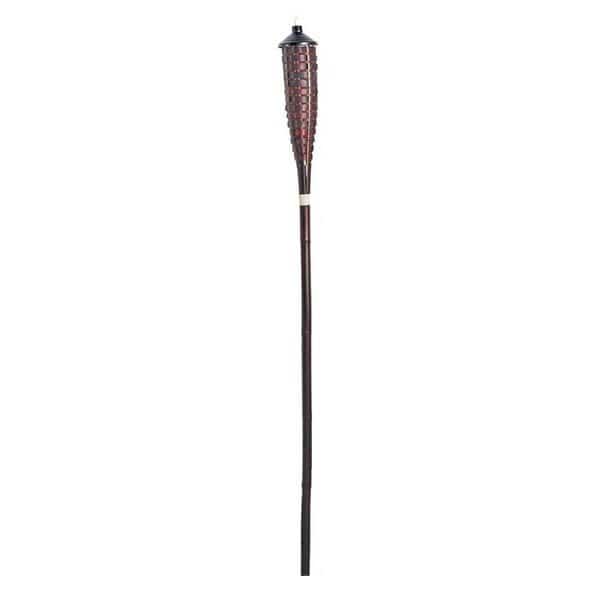 Habi Bamboo Torch, 354 in H, Bamboo, Fiberglass, and Metal, Brown, Mahogany Finish