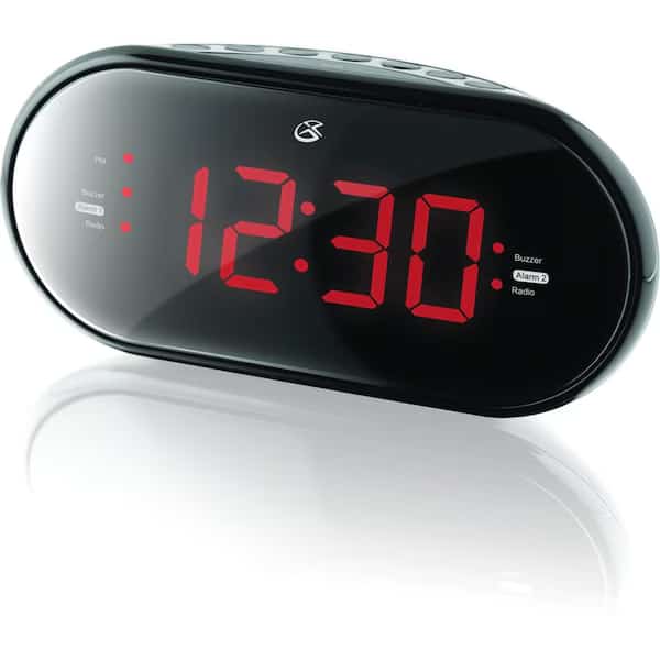 GPX 3 in. Black AM/FM Clock Radio Digital Plug-In