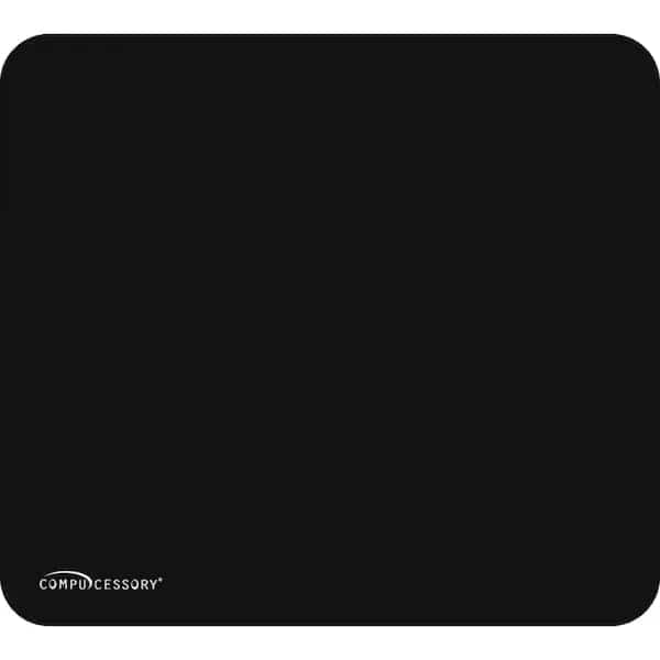 Compucessory 23617 Economy Mouse Pad, Non-Skid Rubber Base, Black