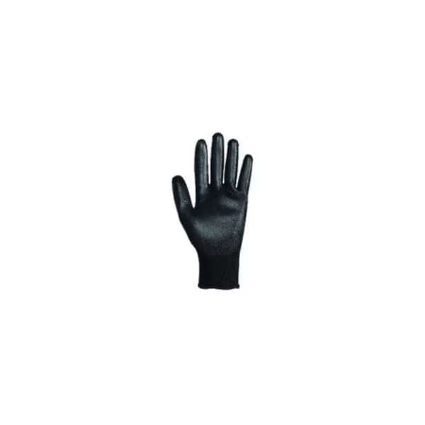 Coated Gloves, Polyurethane, Flat, Palm, 3 Abrasion Level, Black, M (8) 1 PR